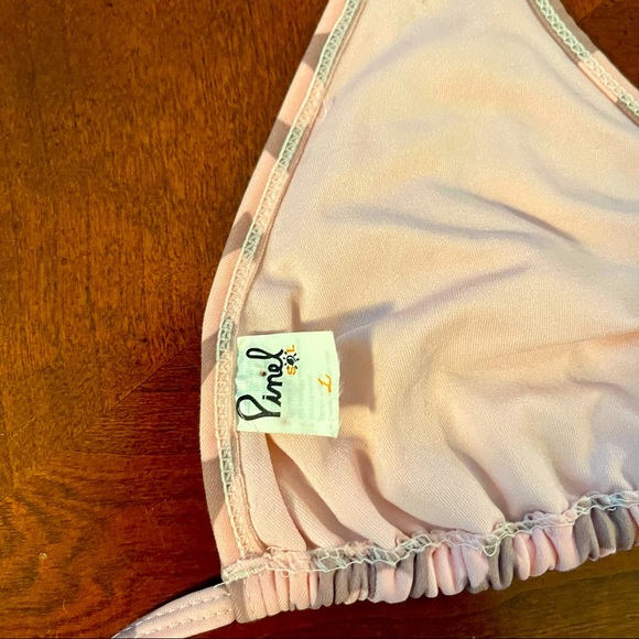 Designer Carlos Pinel Bikini Swim L Top Pink Beaded Heart - Picture 6 of 6